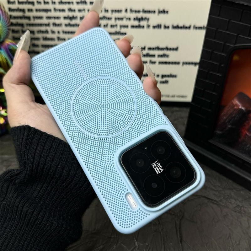 Дышащее рассеивание тепла, Подходит для чехла для мобильного телефона Xiaomi Mi 15ProТонкое кольцо с магнитной фиксацией 15/14 Простой противоударный жесткий чехол