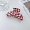 Red Eyecatching And White Plaid Hair Claws For Women Handmade Quality Pvc Stylish Accessories Hair