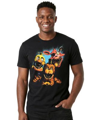 Мужская футболка Five Nights at Freddy's Сцена с аниматрониками Короткий рукав