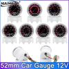 52mm 12V Car Oil Pressure Gauge 0-100PSI + Sensor Oil Press Gauges White LED Meter EXT Tachometer RPM Water Temp Oil Temp Meter