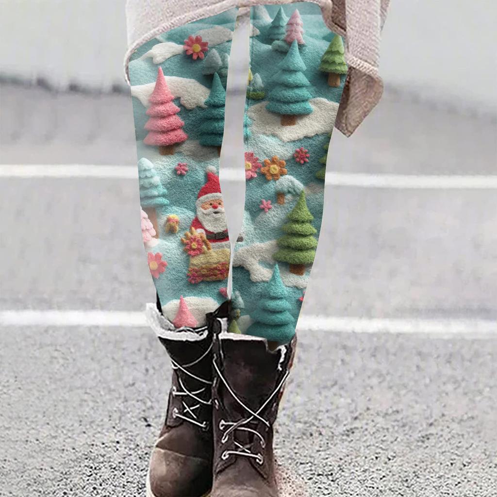 Women's Christmas Print Slim Fit Elastic Yoga Casual Pants