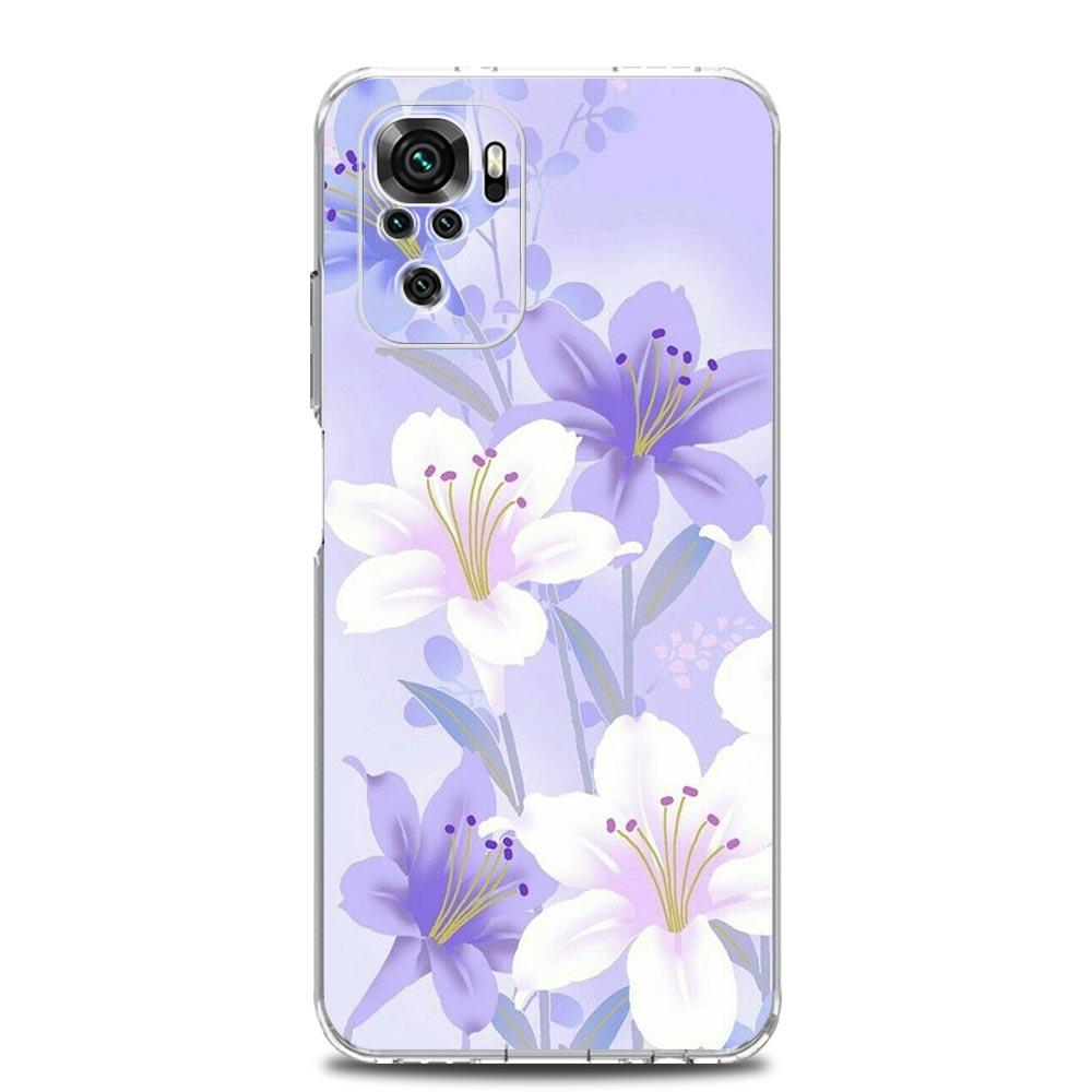 Чехол для телефона для Xiaomi Redmi Note 13 12 5G 9S 9 8 10 11 Pro Plus 4G 9T 13C 12C 10C 9C 9A 7 Pro Прозрачная крышка Красивые Цветы Листья
