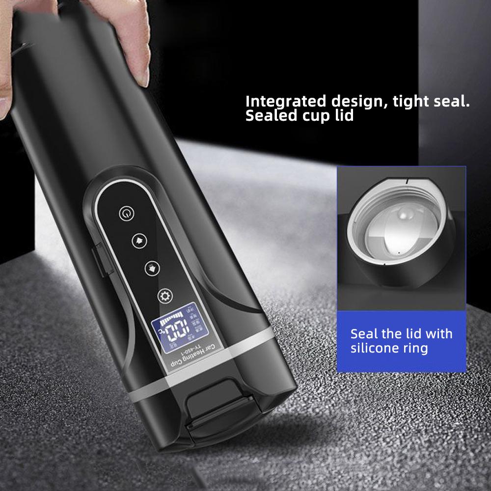 12 В-24 В портативная автомобильная нагревательная чашка из нержавеющей стали 304, бутылка для подогрева воды, автомобильный чайник, кружка для кофе и молока с ЖК-дисплеем и температурой