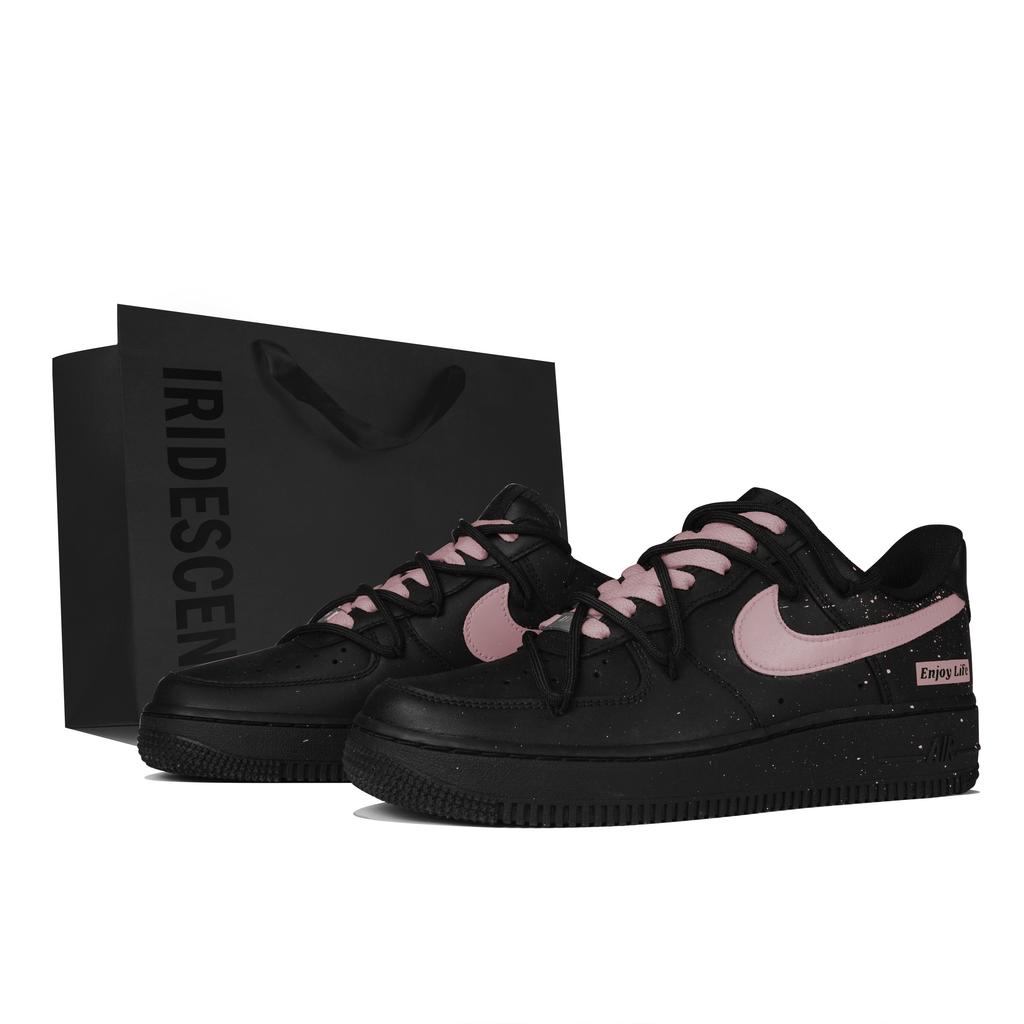 Nike Кроссовки Air Force 1 Leather Low top Skateboard Shoes Унисекс Черно-розовые CW2288-001(Команда-)-Случайные упаковочные пакеты