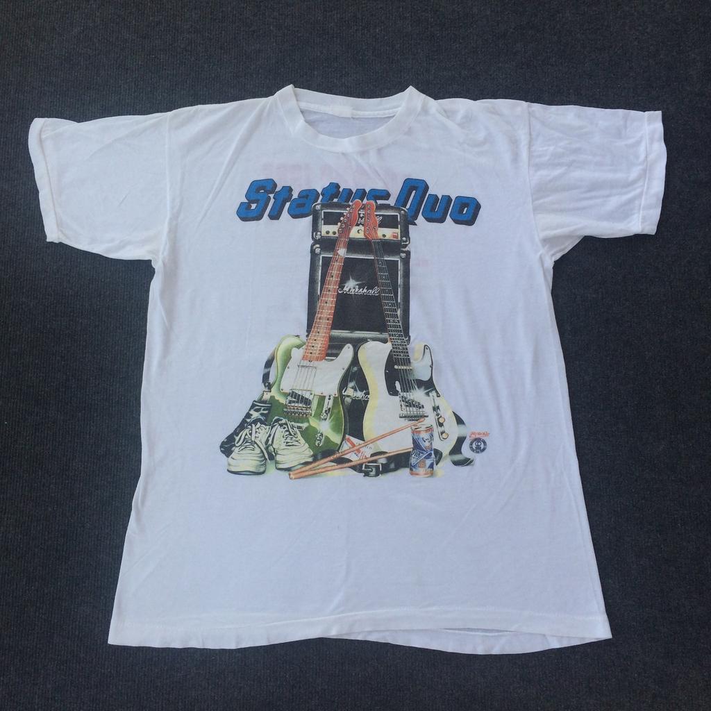 Vintage 80s Status Quo World Tour Europe 1988 Concert Rock Rare T shirt