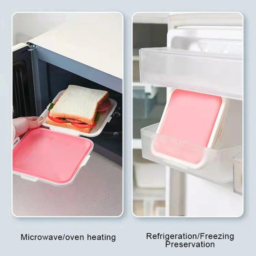 Ящик для хранения сэндвичей, многоразовый силиконовый ланч-бокс, чехол для хранения продуктов, безопасный ланч-бокс в микроволновой печи, контейнер для еды, сэндвич-боксы