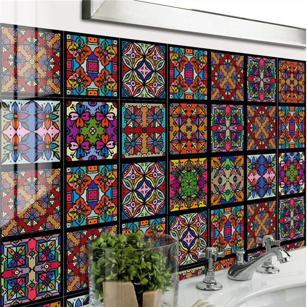 Водостойкие 3D наклейки на плитку с рисунком мандалы, самоклеящиеся настенные наклейки для мебели, обои для кухни и ванной комнаты