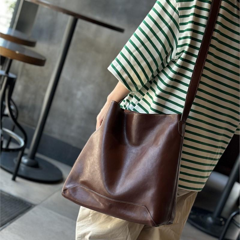 Johnature Простые сумки-ведра на ремне из натуральной кожи, винтажная женская сумка-тоут, большая вместительная сумка для покупок из коровьей кожи