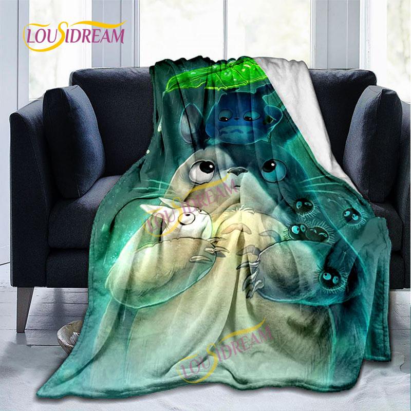Одеяло с рисунком Тоторо для дома, мультиразмерное одеяло для домашнего офиса, детское ворсовое одеяло, теплое одеяло, походный коврик для пикника.