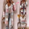 Women Cardigan Comfy Stylish Stitching Long Sleeve Striped Patchwork Sweater Female Casual Long Cardigan Autumn Winter Tops