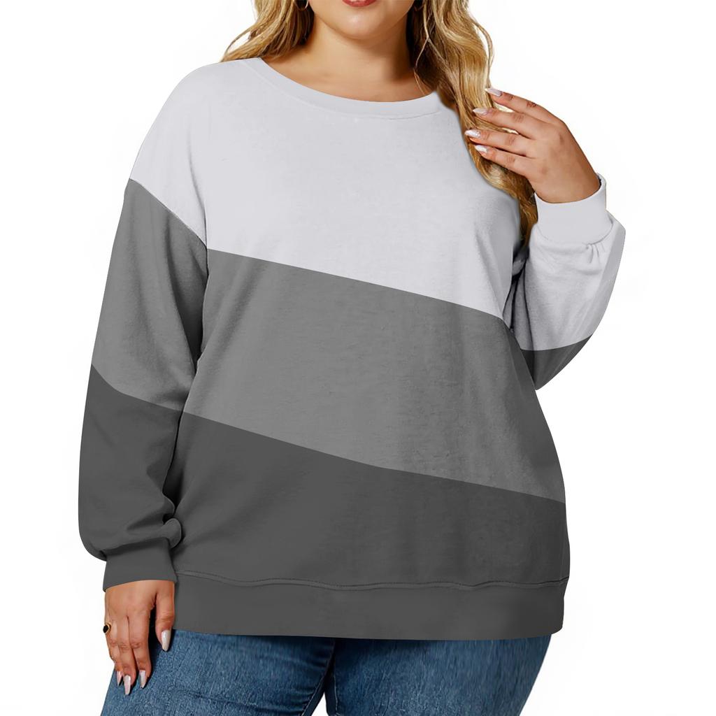 Plus Size Sweatshirt For  Women Oversized Crewneck Long Sleeve Pullover Tops
