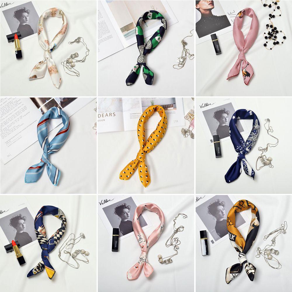 Fashion Small Vintage Elegant Square Scarf Silk Feel Satin Head Neck Hair Tie Band