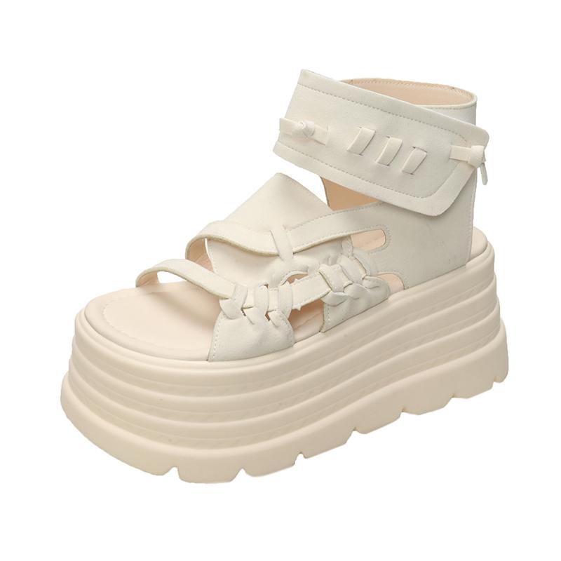 Мода 2025 Дизайнерские Женские Летние Кожаные Сандалии С Открытым Носком 8 См Платформа Клиновидные Кроссовки Женская Повседневная Обувь Пляжные Сандалии Дас Мульерес