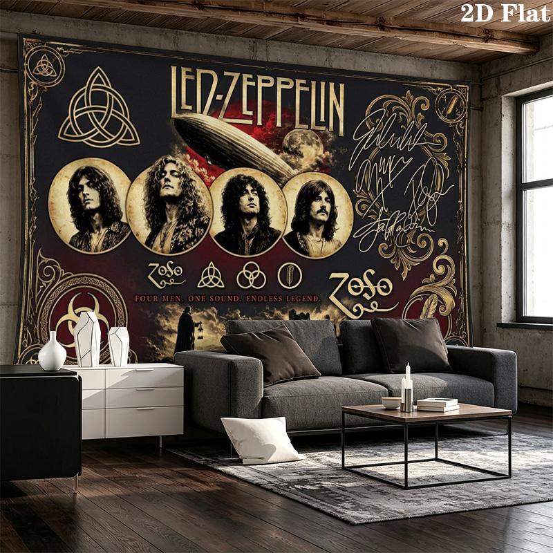 Led zeppelin Wall Tapestry Aesthetic Wall Hanging Printed Fabric Blanket Decorative Tapestries for Bedroom Living Room Home Decor