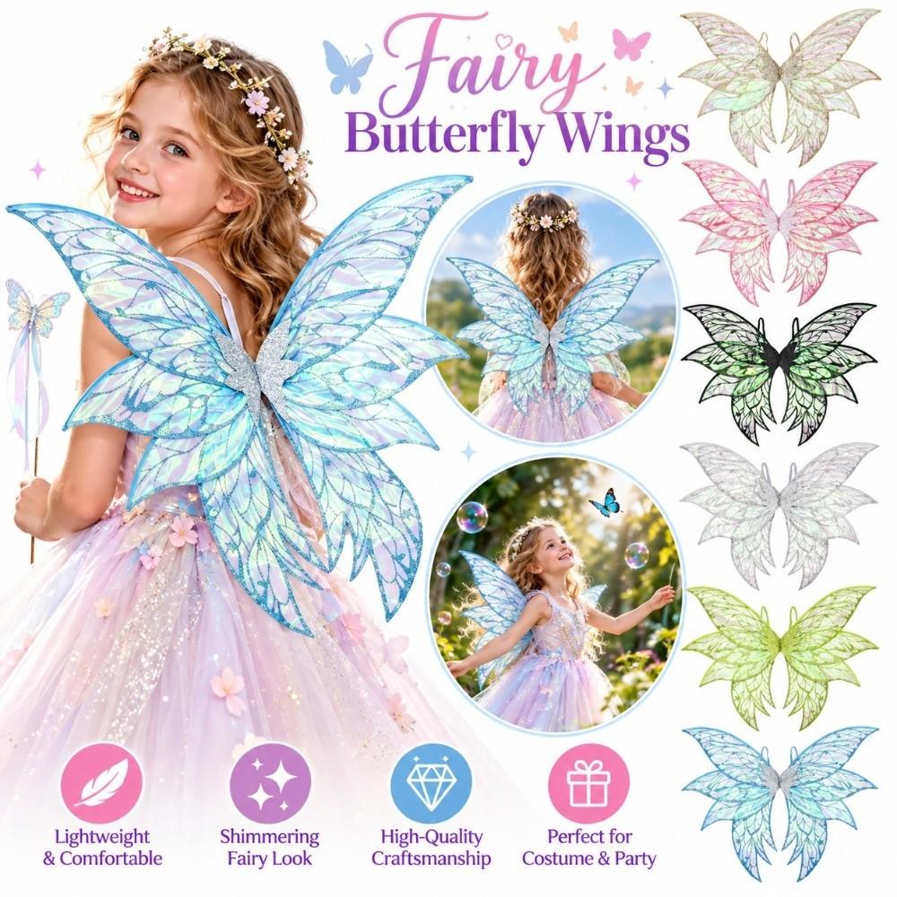 Iridescent Fairy Wings Layered Silhouette Angel Wings Dress Up Wings for Children and Adults