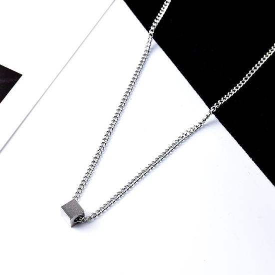Геометрическое ожерелье с подвеской для мужчин Серебряный кубический кулон цепочка ожерелье гипоаллергенные украшения для повседневной носки