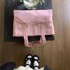 Sweet Cute Pink Bow Tote Bag Women Large Capacity Pleated Handle Shoulder Bag Ladies Casual Versatile Crossbody Purse Chic 2025