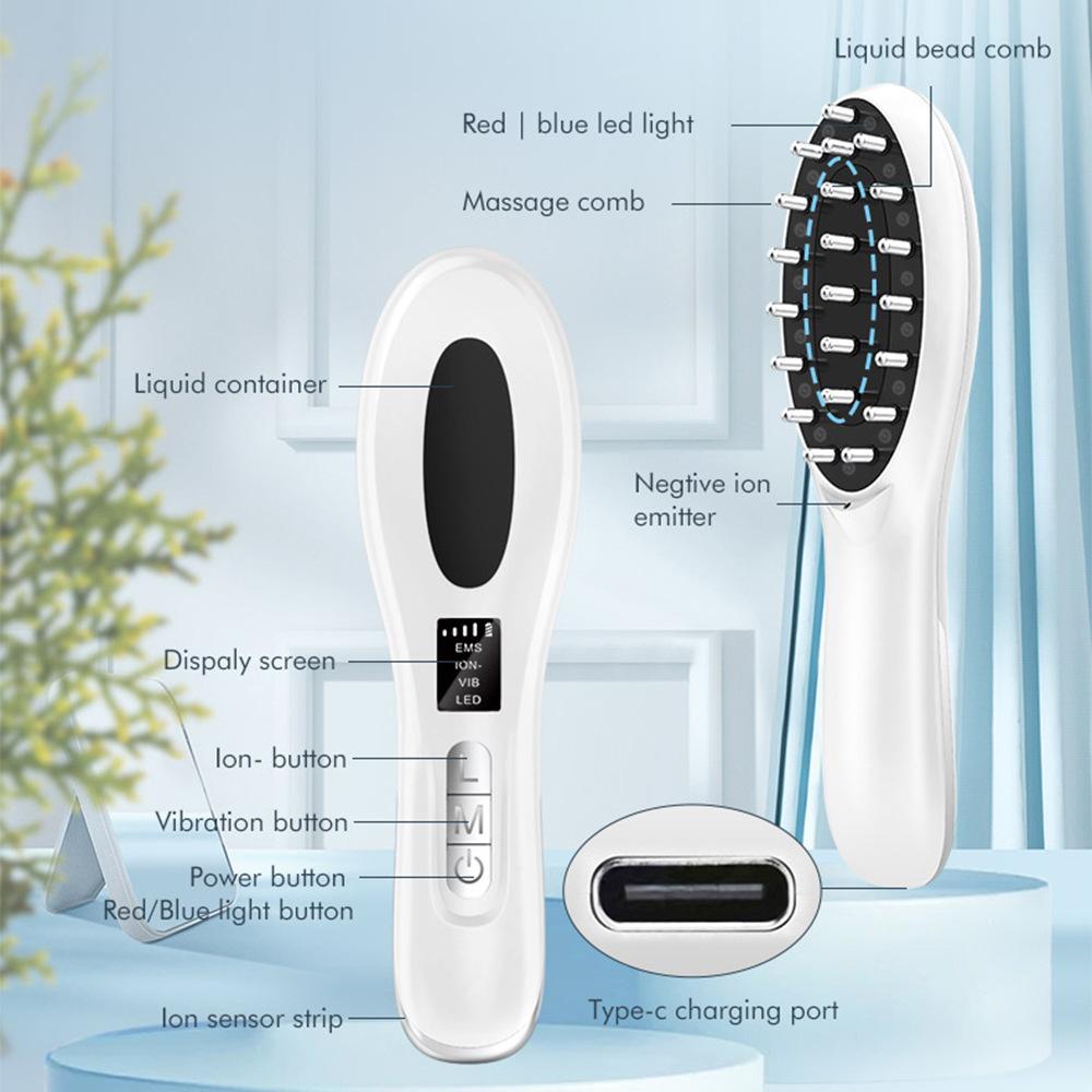 Electric EMS Micro-current Massager High Frequency Vibration Massage Comb