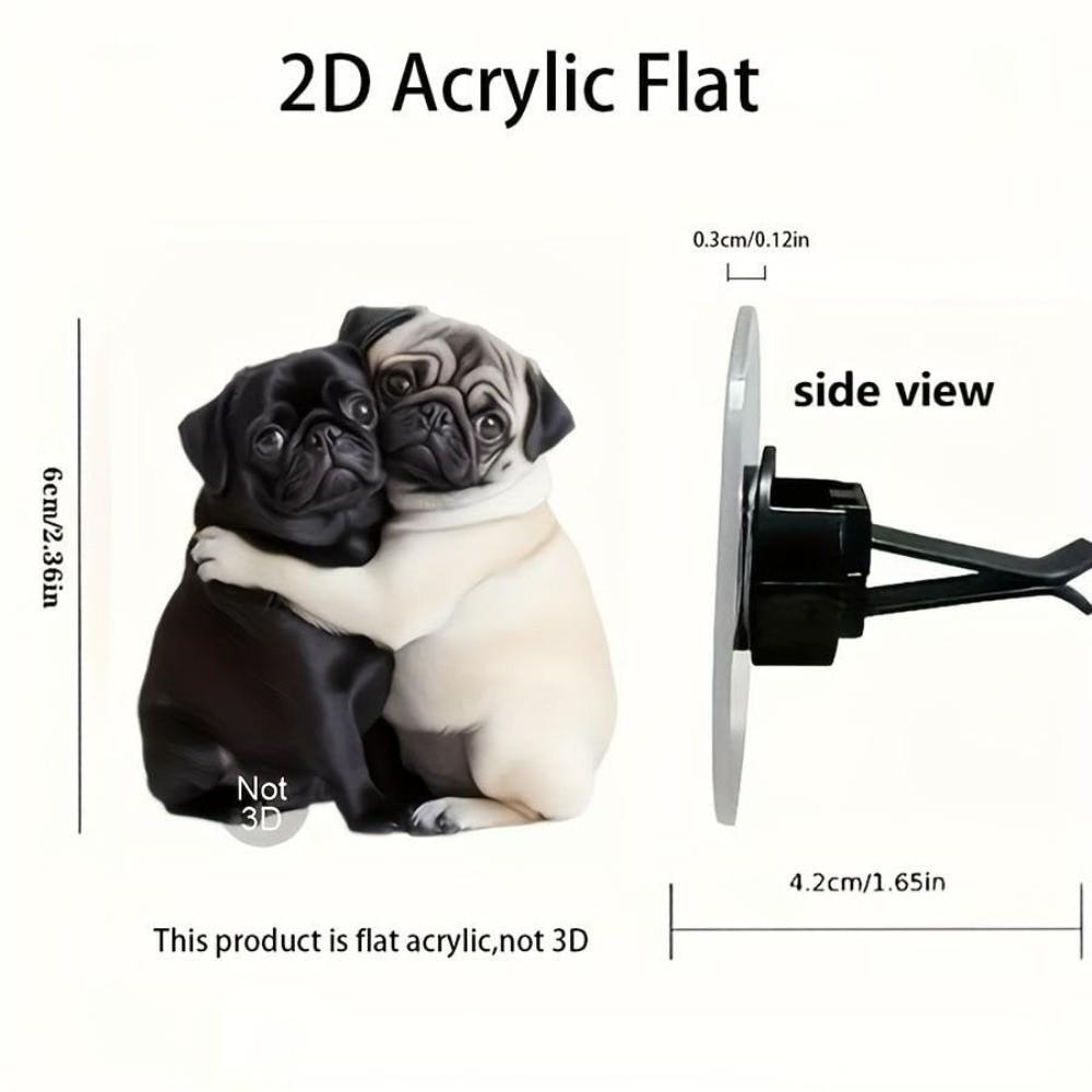 Cute Pug Car Air Freshener Long-Lasting 2D Aromatherapy Diffuser  Auto Decoration