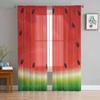 Summer Fruit Watermelon Red Green Sheer Curtains for Living Room Decoration Window Curtains Kitchen Tulle Voile Organza Curtains