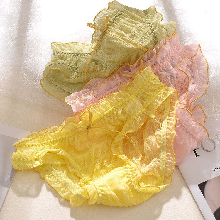 Japanese Lace Sexy Cute Girl Mesh Bow Transparent Underwear Women's Triangle Shorts Head