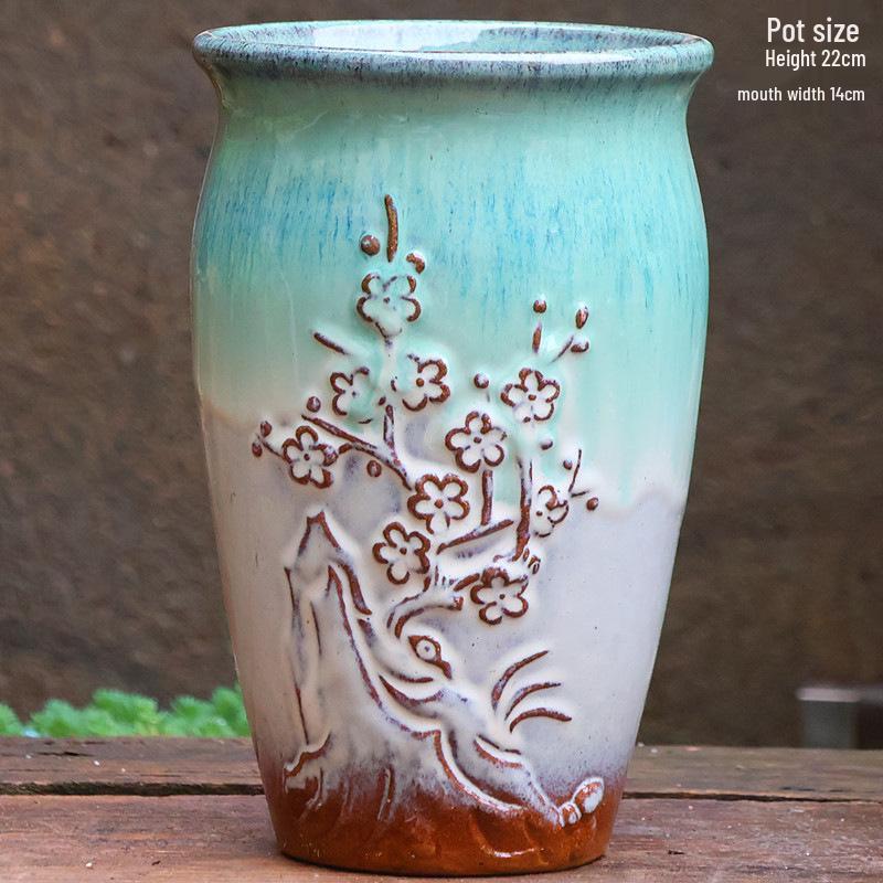 Yixing Coarse Pottery Orchid Planter - Breathable Zisha Ceramic Succulent Flower Pot