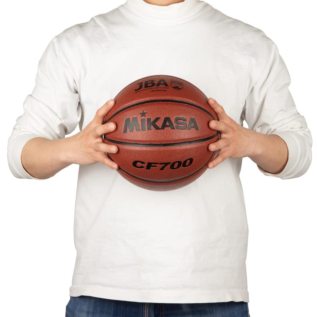 MIKASA Баскетбольный мяч Японской баскетбольной ассоциации, сертифицированный, 7, рабочий, высокий, юниорский, искусственная кожа, коричневый, CF700, рекомендуемый, внутренний
