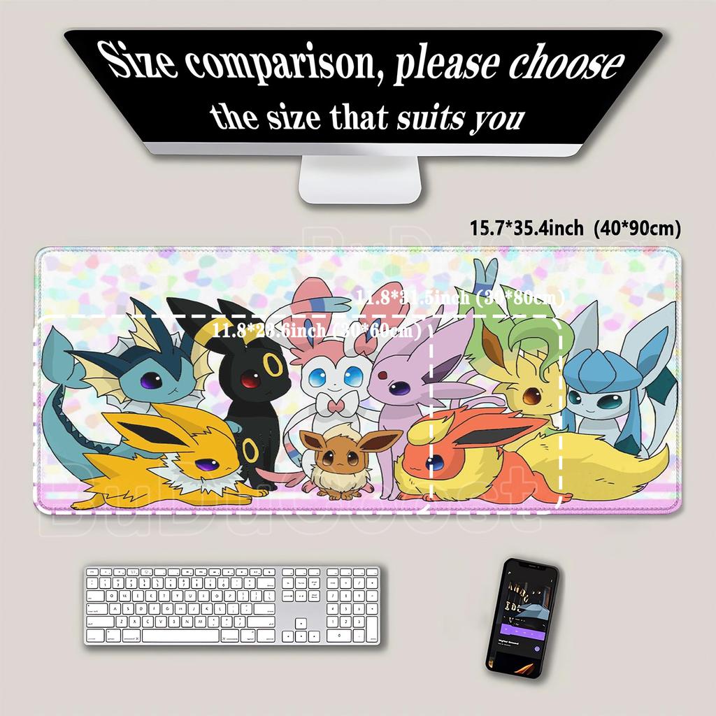 Eevee family pokemon Anime Gamer Mouse Pad Cabinet Kawaii Tablepad XXL PC Keyboard Rug Office Laptop PC Gaming Rubber Desk Mat
