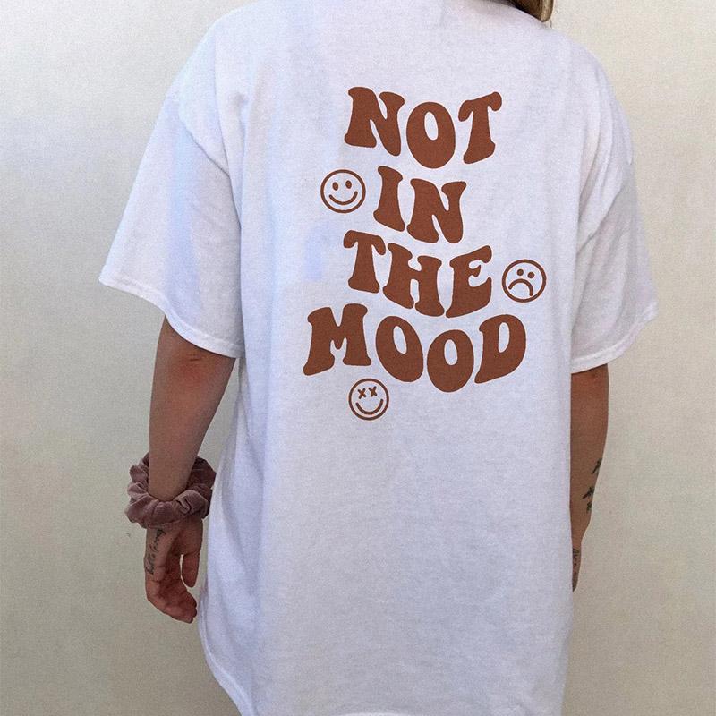Женские футболки, рубашки «НЕ В НАСТРОЕНИИ», симпатичная рубашка со смайликом, футболка «Be Happy», модный позитивный художественный топ