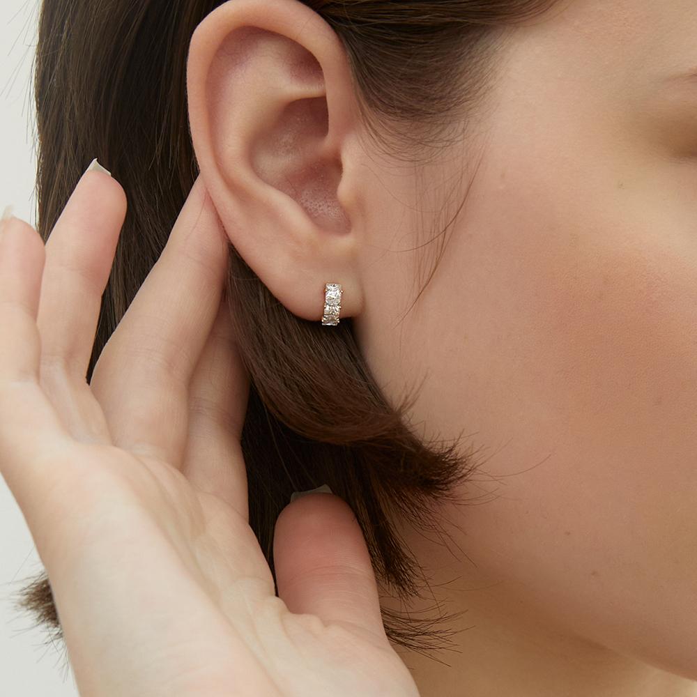 Серебряные серьги Lunne 925 с тремя квадратными камнями, застежка-пуш-ап #Lse87