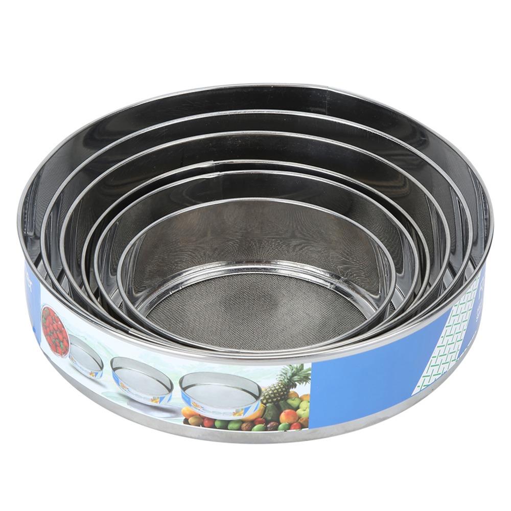 6PCS Round Flour Sifter Set Stainless Steel Kitchen Strainer Baking Sifter Flour Sifting
