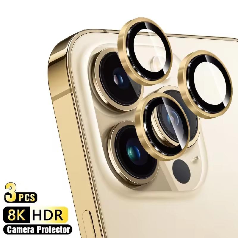 3Pcs Metal Camera Lens Protection For iPhone 16 15 14 13 Plus Pro Max Lens Glass For iPhone 15 14 PM 13 Mini Tempered Glass Film 4