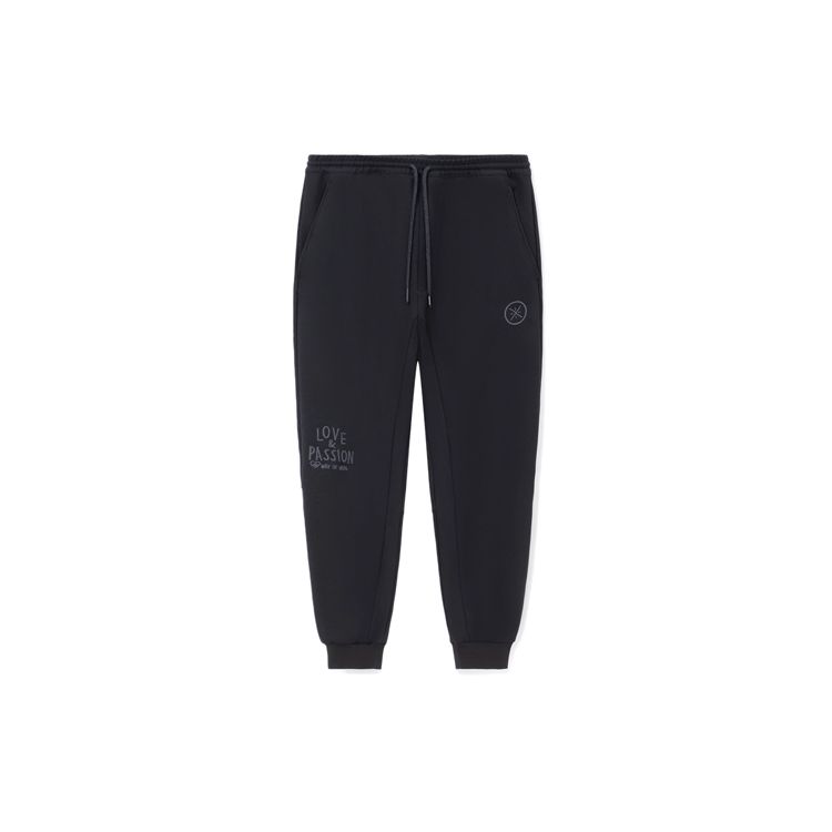 Li-Ning X DFT Artist Collaboration Wade Series Letter Pattern Sweatpants Men Bottoms Black AKXR625-2