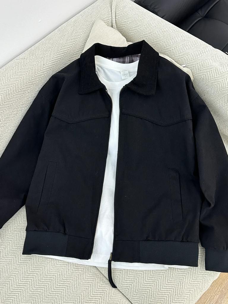 Хаки Куртка-спецовка для пары Мужская Весенне-осенняя трендовая брендовая Американский ретро отложной воротник спереди на плечах Детройтский топ