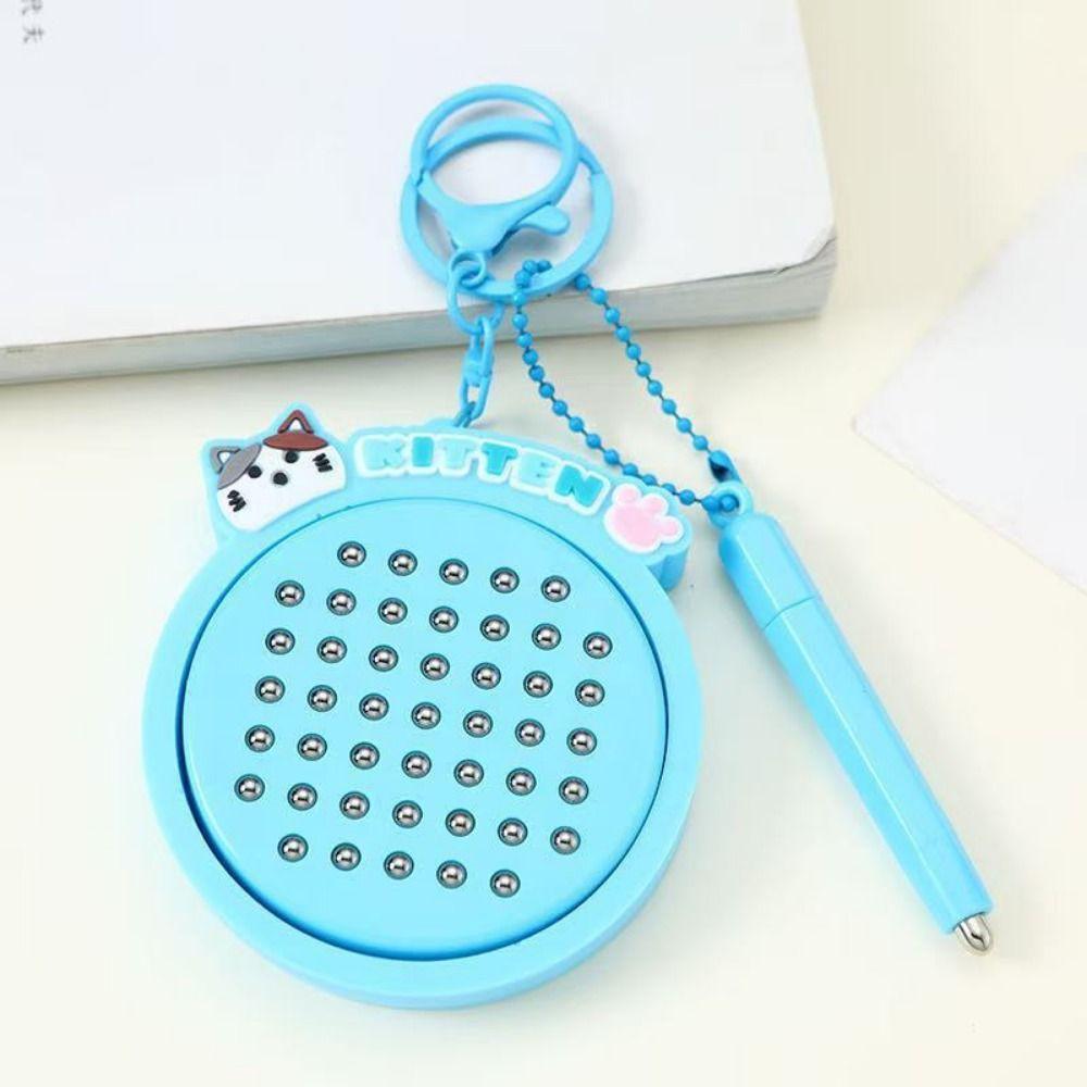 DIY Magnetic Drawing Board Keyring Kitten Cartoon Cat Pendant Mini Funny Keychain  Party Toy