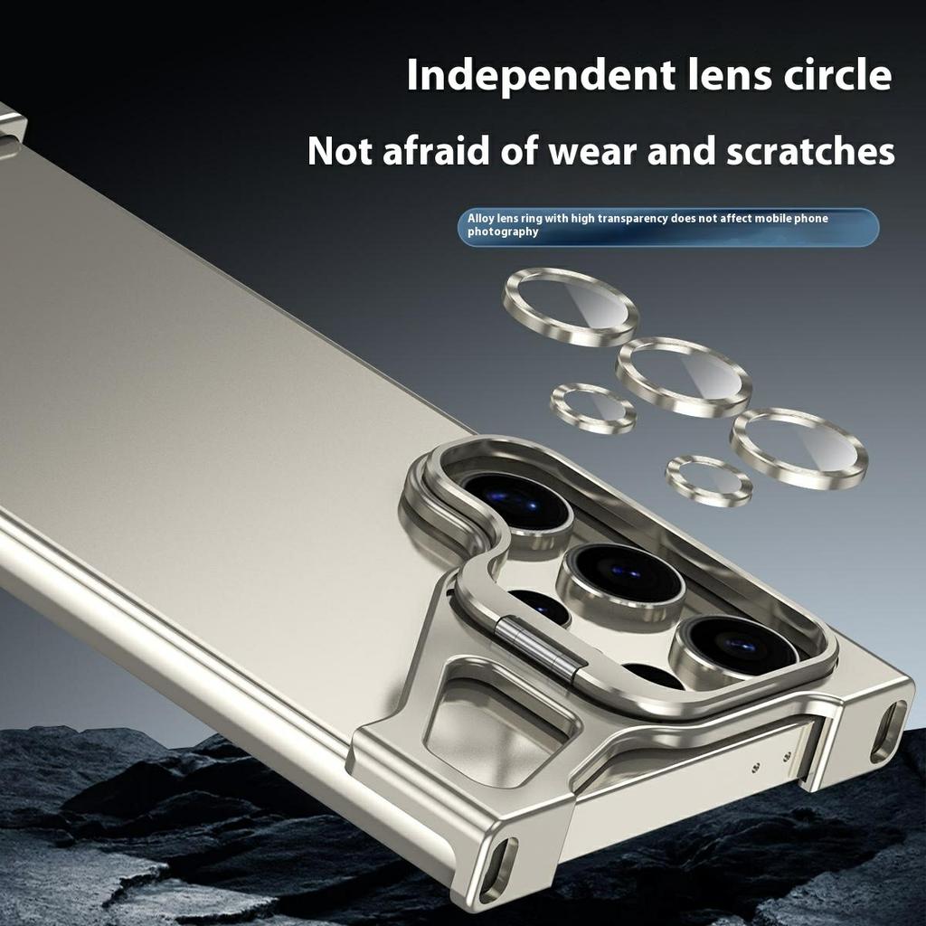 Бампер для Samsung Galaxy S25 Ultra, чехол для телефона с металлическими углами, отводящий тепло, с линзой-подставкой