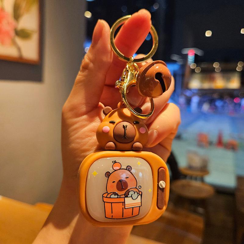 Мультяшный милый телевизор с капибарой и подсветкой, креативные забавные животные, брелок для ключей, автомобильный брелок, рюкзак, кулон для детей, ювелирный подарок