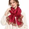 Elegant Imitation Silk Scarf Large Size Border Shawl Lightweight Soft Silky Scarf  Autumn Winter