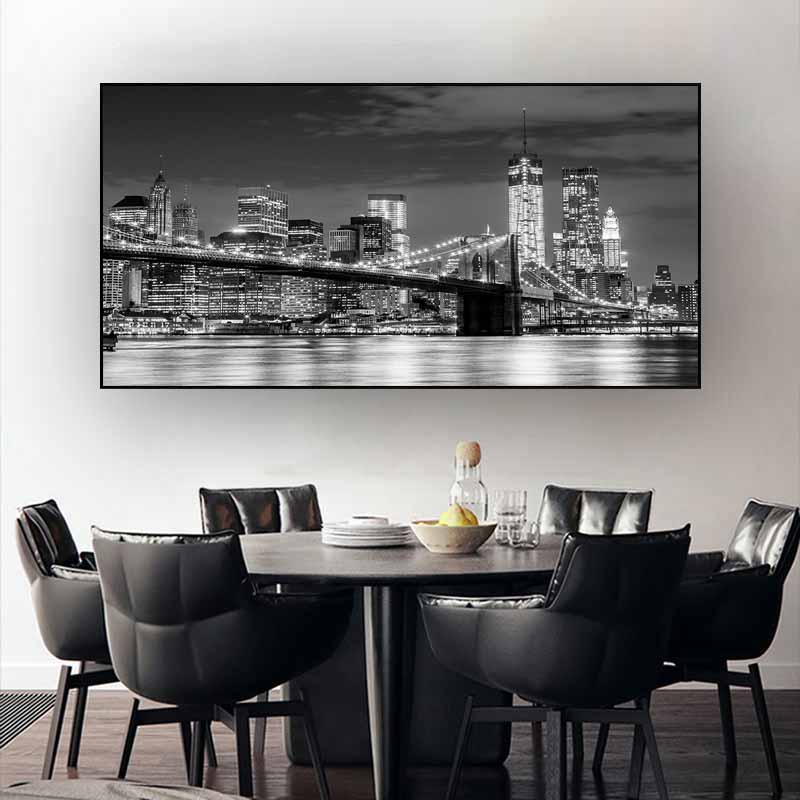 Горизонт Торонто, пейзаж, настенные художественные постеры и принты, черно-белые, вид на город Торонто, холст, живопись, художественные фотографии, домашний декор