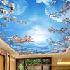 3d Wallpaper Cherry Blossom Ceiling Wall Mural, Removable 3d Blue Sky Mural Bedroom Living Room Wallpaper