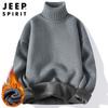 JEEP SPIRIT Men's Plush High-Neck Knitted Winter Sweater