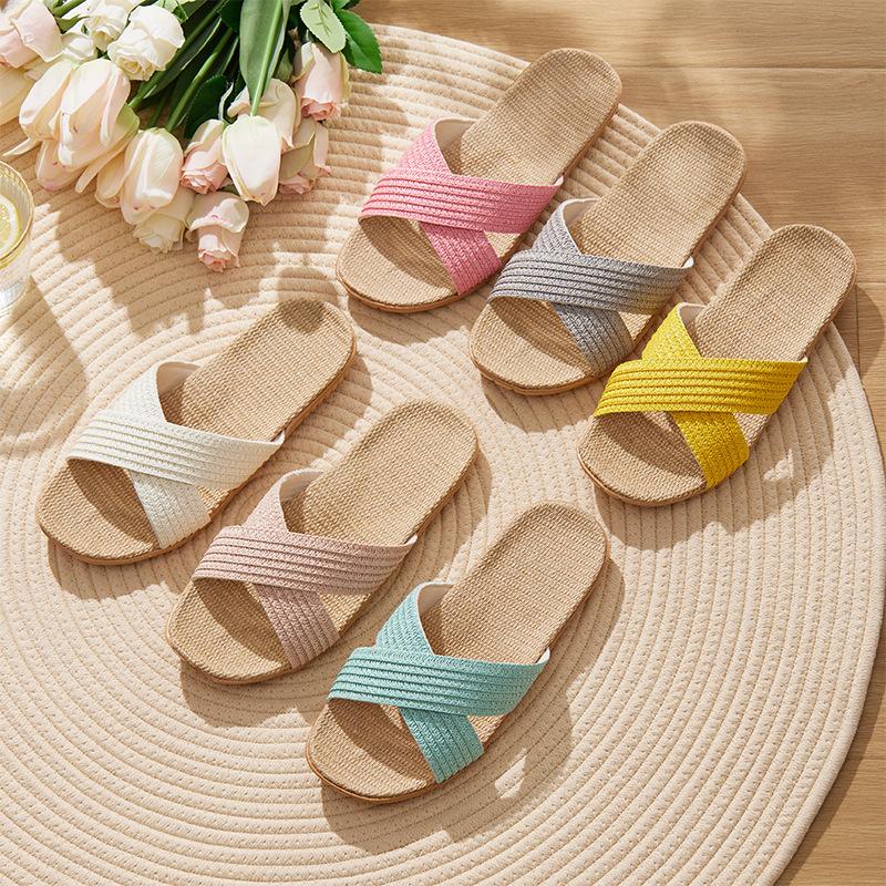 Retro Fashion Women's Flat Linen Slippers