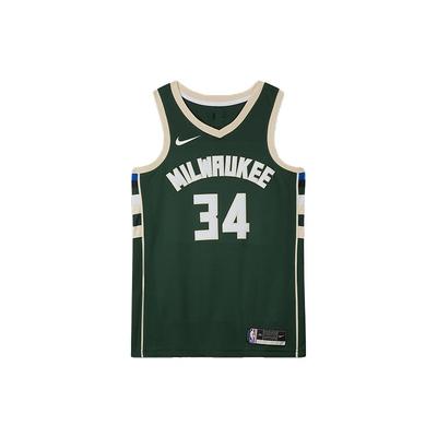 NBA Antetokounmpo Bucks Icon Edition Джерси Hunter Green/Golden/White Мужская уличная одежда CW3672-329