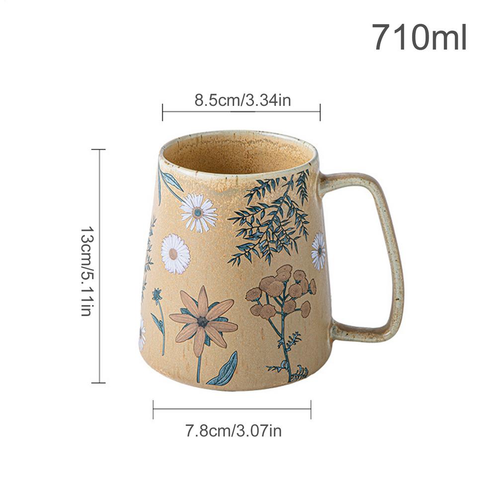 Керамические кружки, кофейные чашки, расписанные вручную, неровные, с цветочным узором, чашка для молочного чая, корейский стиль, кружка для овсянки на завтрак, посуда для напитков, кухня