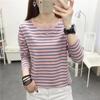 2024 Plus Size Slimming Long Sleeve Striped T-shirt for Women - Autumn Collection