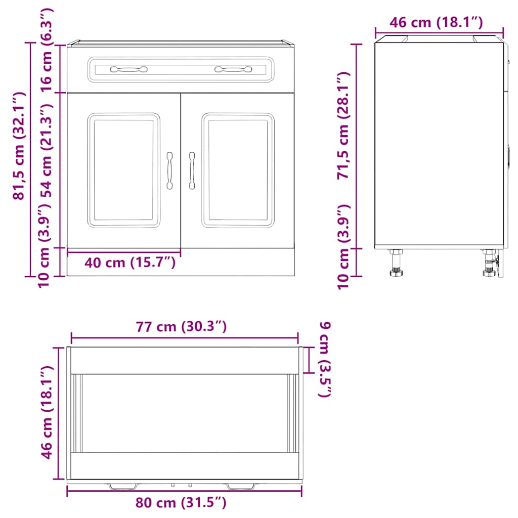 Kalmar Kitchen Base Cabinet in Sonoma Oak Melamine faced Particleboard