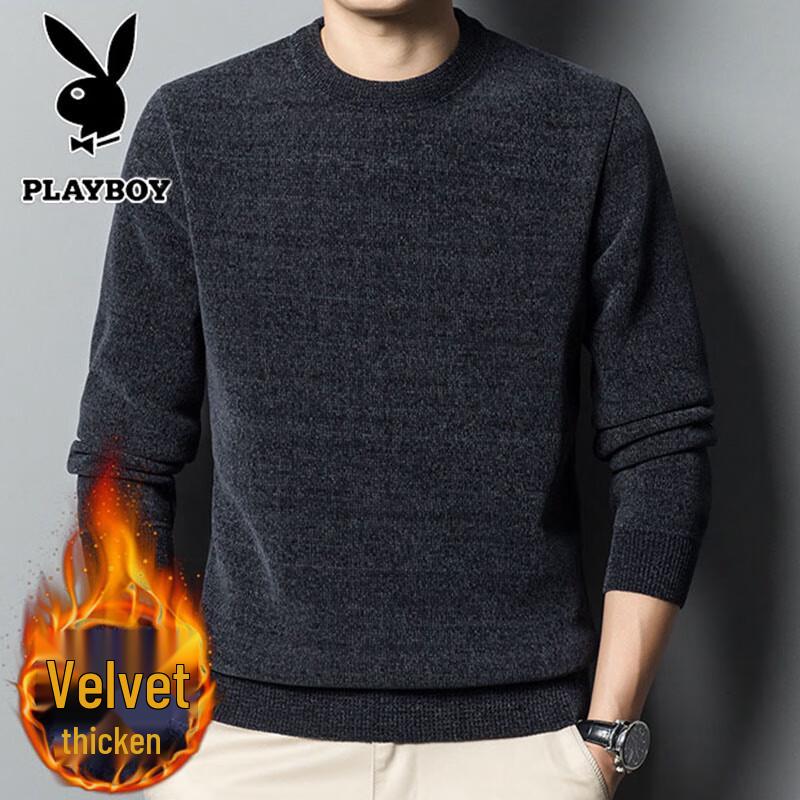 PLAYBOY Мужской свитер с круглым вырезом и флисовой подкладкой