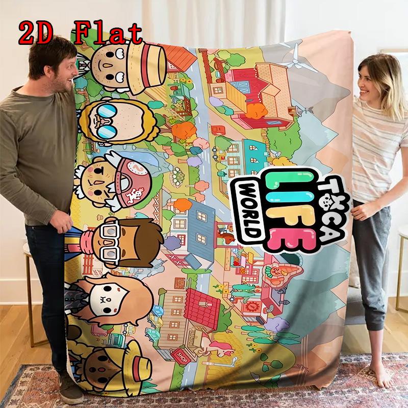 Toca Boca World 2D Flat Pattern Flannel Blanket High quality All Seasons Warmth and Comfort Perfect for Christmas Gifts.NMT0928172
