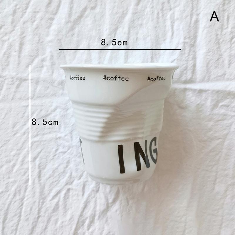 Korean Style Cups And Mugs Coffee Mug White Ceramic Nordic Wrinkle Cup Drinking Coffee Tumbler English Letter