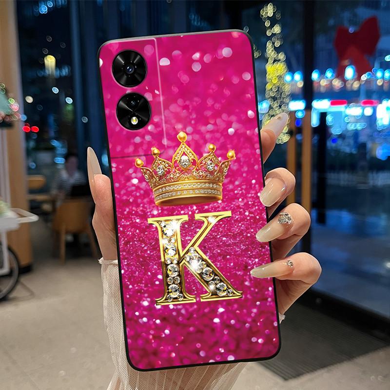 Красивый чехол для пары на телефон TCL 505 T509K T509A, бампер, черный силикон, противоударный, мягкий корпус, чехол с узором из букв и короны